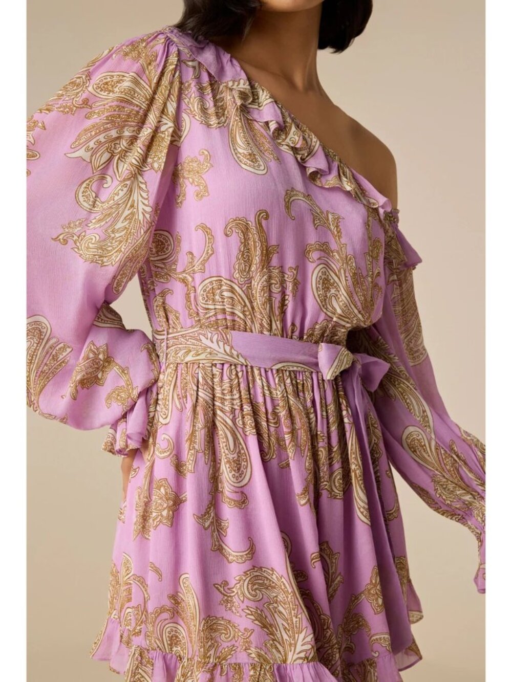 Hemant & Nandita Jiah Romper With Tie Up Belt Lilac Womens Size XS - Picture 6 of 14